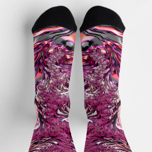 Chaussette Art fractal funky psychédélique vibrant déroutant