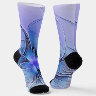 Chaussette Art fractal moderne abstrait bleu lavande