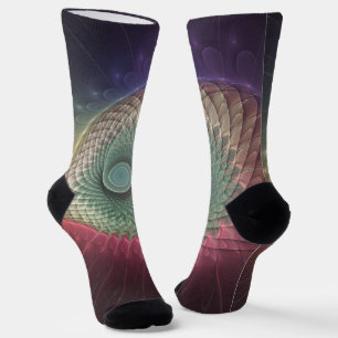 Chaussette Art fractal moderne coloré escargot abstrait