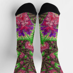 Chaussette Art fractal spirale funky bohème groovy