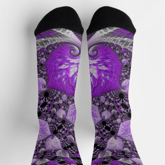 Chaussette Art fractal violet monochrome (Haut)
