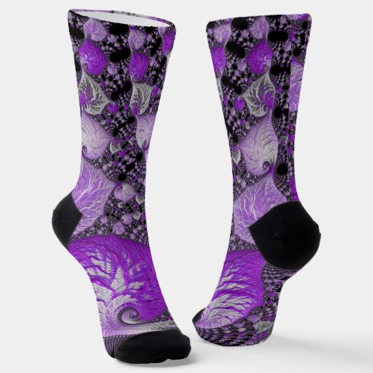 Chaussette Art fractal violet monochrome (Angulaire)