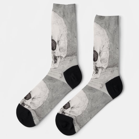 Chaussette Art graphique de crâne : conception d'encre minima (Gauche)