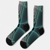 Chaussette Art graphique fractal géométrique sarcelle moderne (Gauche)