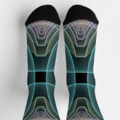 Chaussette Art graphique fractal géométrique sarcelle moderne (Haut)