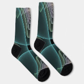Chaussette Art graphique fractal géométrique sarcelle moderne (Droite)