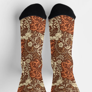 Chaussette Art Nouveau Fleur d'algues, Brown et beige