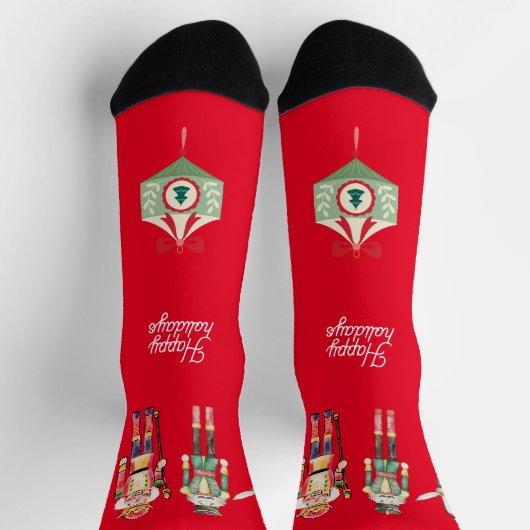 Chaussette Art populaire mignon Nutcracker Noël traditionnel  (Haut)