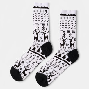 Chaussette Art populaire moderne rennes de Noël