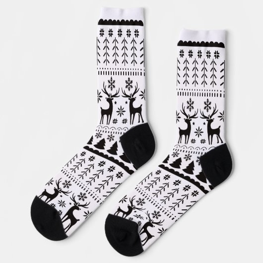 Chaussette Art populaire moderne rennes de Noël (Gauche)