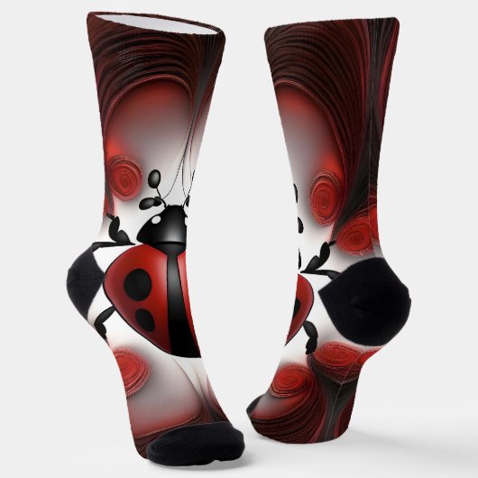 Chaussette Art tourbillonnant Fractal Ladybug Abstrait, (Angulaire)