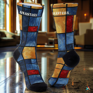 Chaussette Artiste Abstrait avec Motif géométrique dynamique