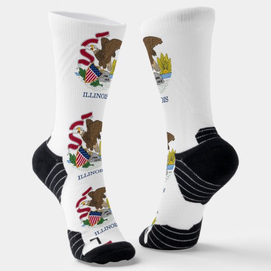 Chaussette Athletic Crew Sock avec drapeau de l'Illinois, Éta (Angulaire)