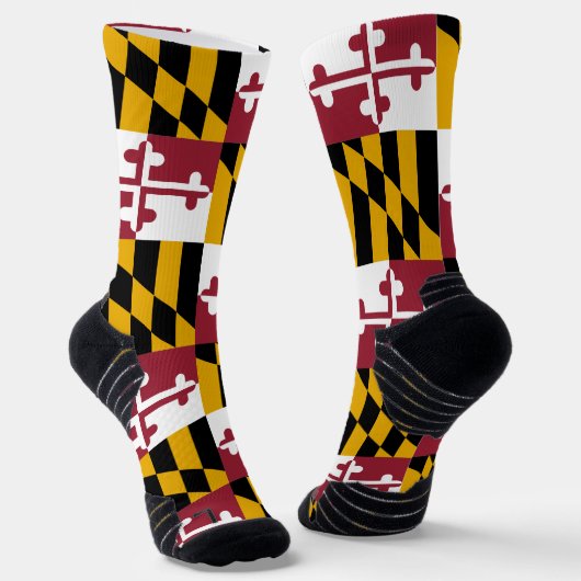 Chaussette Athletic Crew Sock avec drapeau du Maryland, États (Angulaire)