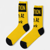 Chaussette ATTENTION Hommes au travail Jaune et Noir (Gauche)