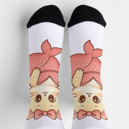 Chaussette Autocollant de chat sirène mignon (Haut)