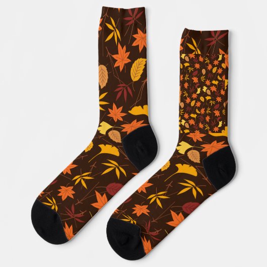 Chaussette Automne Feuilles Art Design Motif (Gauche)