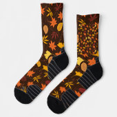 Chaussette Automne Feuilles Art Design Motif (Gauche)