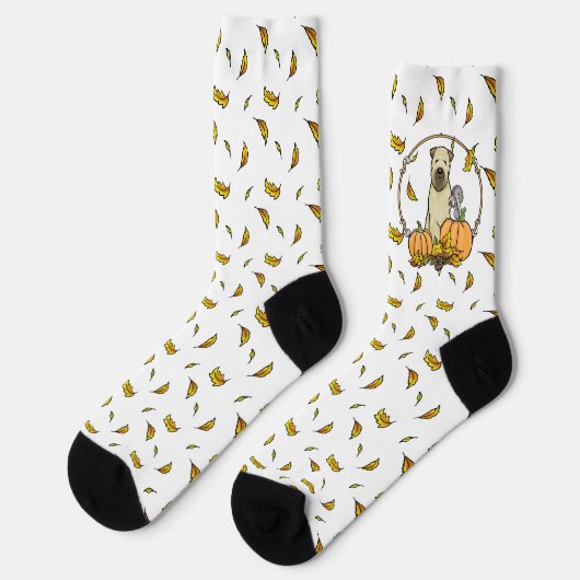 Chaussette Automne Roue Terrier (blé 1b2) Citrouille mignon (Gauche)