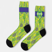 Chaussette Avec nom et initiale, raquette de tennis verte et (Gauche)