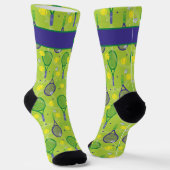 Chaussette Avec nom et initiale, raquette de tennis verte et (Angulaire)
