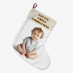 Chaussette avec photo et nom pour le premier Noël 