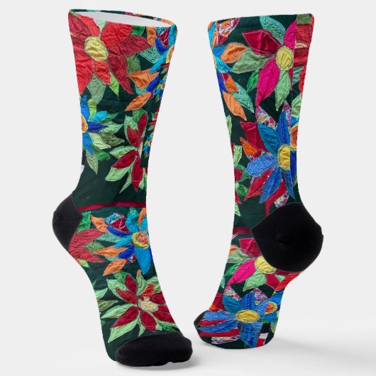 Chaussette Aveugle marche à travers les fleurs. (Angulaire)