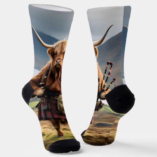 Chaussette Bagpiper de vache écossaise Highland, Chaussettes  (Angulaire)