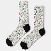 Chaussette Baies de houx rouges de Noël (Gauche)