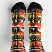 Chaussette Balayage nordique Animaux d'hiver Vert Orange Plai (Haut)