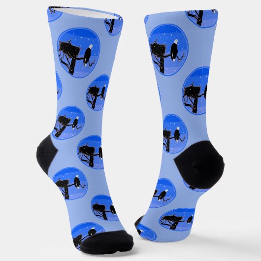 Chaussette Bald Eagle en hiver - Art original de la faune (Angulaire)