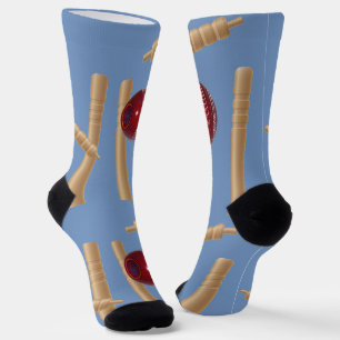 Chaussette Balle de cricket et piquets bleus, chaussettes d'é