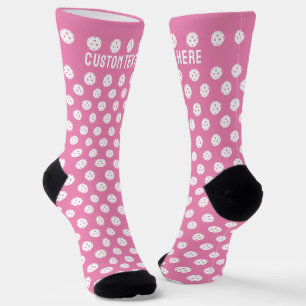 Chaussette Ballons de Pickleball Motif rose blanc