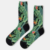 Chaussette Banane tropicale Monstera Palm Feuilles & Fleurs (Gauche)