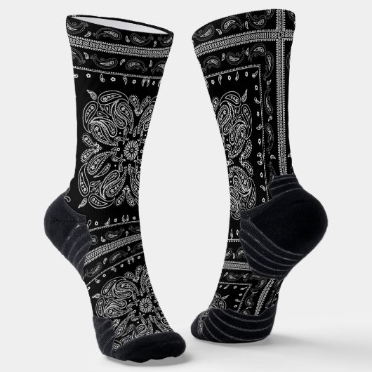 Chaussette Bandana noir Paisley (Angulaire)