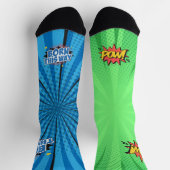 Chaussette Bande dessinée BTW Green POW (Haut)