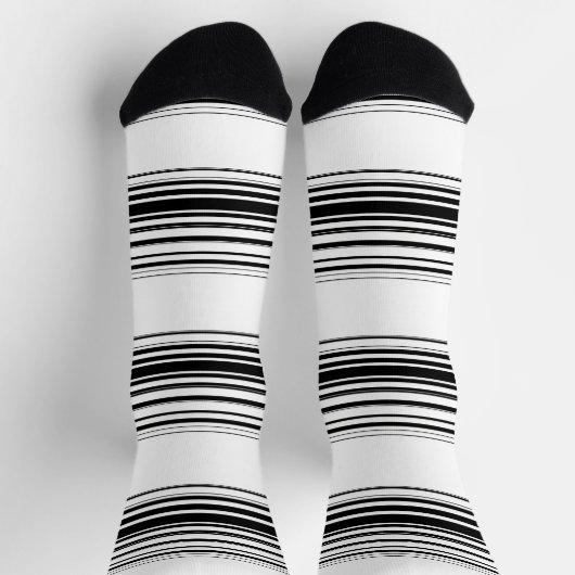 Chaussette Bandes blanches noires modernes (Haut)