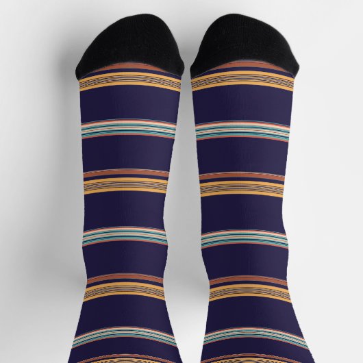 Chaussette Bandes bleu rétro (Haut)