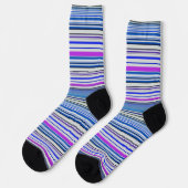 Chaussette Bandes bleu violet mignonnes (Gauche)