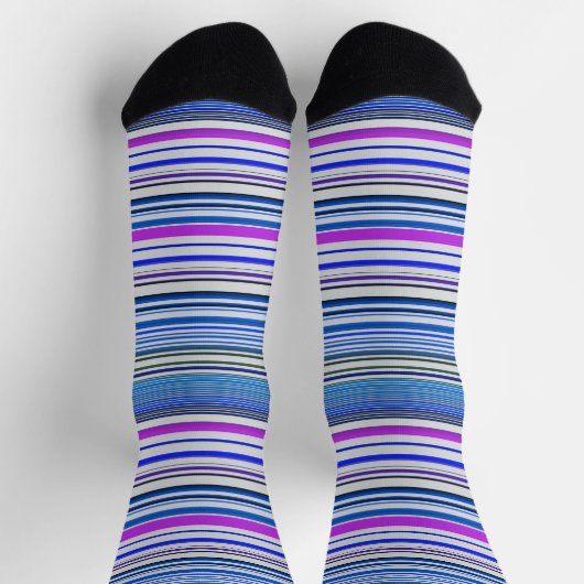 Chaussette Bandes bleu violet mignonnes (Haut)