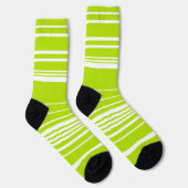 Chaussette Bandes complexes en vert citron et blanc (Droite)