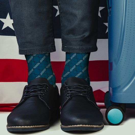 Chaussette Bandes de diamant géométriques Abstraites turquois