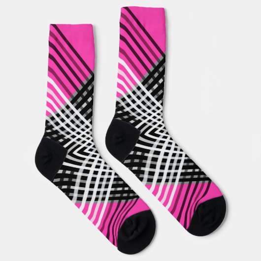 Chaussette Bandes entrelacées en noir et blanc et gris sur un (Droite)