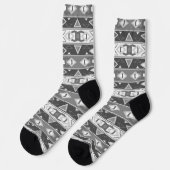 Chaussette Bandes et formes géométriques gris blanc (Gauche)