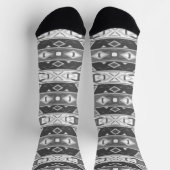Chaussette Bandes et formes géométriques gris blanc (Haut)