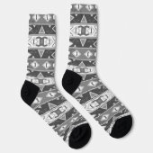 Chaussette Bandes et formes géométriques gris blanc (Droite)