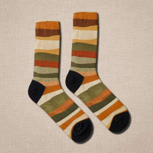 Chaussette Bandes géométriques abstraites - ambiance automne