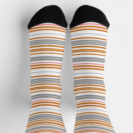 Chaussette Bandes marron gris mignonne (Haut)