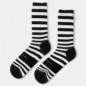 Chaussette Bandes noires et blanches Nom personnalisé (Gauche)