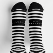 Chaussette Bandes noires et blanches Nom personnalisé (Haut)